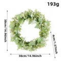 Couronne de fleurs blanches artificielles de 38cm avec feuilles pour décor de porte - 38 cm / Style Feuille Verte Petite Fleur Blanche
