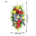Artificial flower door swag with large black and white striped bow, size 50x25cm - Flower Hanging Tree (K1-14)