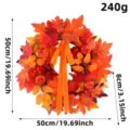 Corona de otoño hecha a mano con hojas de arce realistas y mini calabazas, 50cm de diámetro - Corona de Calabaza y Arce Artificial (K3-41)