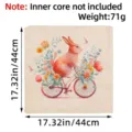 Easter bunny on bicycle floral decorative pillowcase, 17.32x17.32 inch square cover - Red Bunny Style (N3-2) / 44x44cm / Red