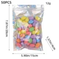 50 pieces of mini speckled colorful Easter eggs in iridescent storage bag with dimensions - Colorful with Black Spots (R1-17) / 50 Pieces