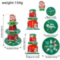 Christmas 3-tier paper cake stand with Santa Claus and snowman motifs - Santa Claus with Gifts / 1 Piece
