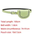 Green fashion waist belt with small pouch and metal eyelets showing 105cm length - 1 Piece/Pack (105cm) / Light Green