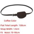Minimalist coffee brown suede belt bag accessory with silver buckle for women's dresses - 100cm / Coffee
