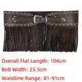 Vintage Western Cowboy Fransen-Breitgürtel mit silbernen Nieten in braunem Kunstleder - Kaffeebraun