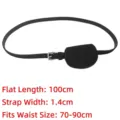 Black suede belt with mini pouch, total length 100cm, width 1.4cm, waist 70-90cm - 100cm / Black