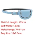 Stylish light blue faux leather waist belt bag with decorative silver eyelets for women - 1 Piece/Pack (105cm) / Sky Blue