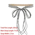 Elegante cintura intrecciata bohémien grigia con nappine lunghe, lunghezza totale 205 cm - Grigio