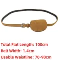 Tan suede waist belt with a matching mini pouch for dresses and jeans, 100cm long - 100cm / Yellow