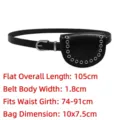 Fashionable black faux leather waist belt with mini grommet pouch for women dress - 1 Piece/Pack (105cm) / Black