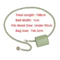 Elegant light green croc-effect micro belt bag featuring a golden interwoven chain strap - Gold Chain (T225) / 108cm / Green