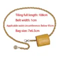Mustard yellow crocodile embossed mini belt bag with gold-tone chain for dresses and jeans - Gold Chain (T225) / 108cm / Yellow