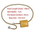 Elegant yellow faux crocodile leather chain belt bag with silver coin charm detail. - Silver Chain (T225) / 108cm / Yellow
