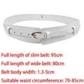 Elegant white faux leather corset waist belt with golden buckle for coats and dresses - White