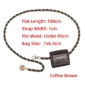 Elegant coffee brown chain belt with mini crocodile pattern pouch for women accessories - Gold Chain (T225) / 108cm / Coffee