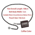 Coffee brown crocodile embossed leather mini waist bag with elegant metal chain - Silver Chain (T225) / 108cm / Coffee