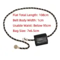 Elegant gold chain belt with black crocodile textured pouch for women's waist decoration - Gold Chain (T225) / 108cm / Black