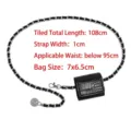 Elegant black alligator texture chain belt with mini waist bag for dresses and jeans. - Silver Chain (T225) / 108cm / Black