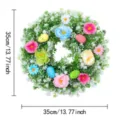 35cm Easter wreath featuring colorful artificial flowers and speckled eggs decor - Small Style