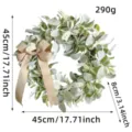 Spring artificial lamb's ear wreath with burlap bow decoration, 17.71 inch diameter size - J2-43 Lamb's Ear Grass Wreath (J2-43)