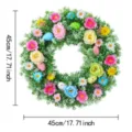 Easter egg wreath with colorful flowers and artificial grass, 45cm diameter size detail - 45cm Style