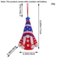 Patriotic USA independence day plush gnome doll with LED lights and product dimensions - Independence Day Glowing Pendant Red Body (C3-24)
