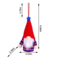 American Independence Day glowing gnome plush ornament showing dimensions in cm and inches - Independence Day Glowing Pendant Red Hat (C3-25)