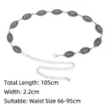 Cintura a catena in metallo argento bohémien con dischi ovali decorativi incisi - Argento Antico (Stile C)