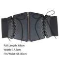 Black punk style elastic wide corset belt featuring lace-up details and front zipper - Zipper Drawstring Style / Black