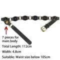 Vintage Western black studded belt with metal rings and Y2K punk buckle style - 112cm (7 Sections) / Black