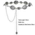 Bohemian style silver embossed metal waist chain with adjustable 105cm length for women - Total Length 105cm (Width 4cm) / Silver