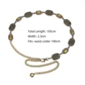 Antique bronze bohemian metal chain belt with textured links for dresses and jeans - Style B / Total Length 105cm (Width 2.5cm) / Gold
