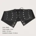 Punk style elastic black corset belt with heart rivets and lace-up detail for women - Style D Heart Rivet / Black