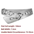 Trendy silver metallic punk style wide belt with decorative metal rings and studs - Silver