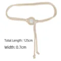 Cordón de cintura de algodón y cáñamo tejido a mano con aro de madera, largo de 125 cm. - Estilo A (Anillo de Madera Natural)