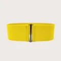 Vibrant yellow wide elastic cinch belt for women with elegant silver buckle closure - 75cm Length / Yellow