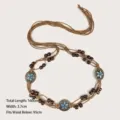Cadena de cintura bohemia tejida a mano con pedrería azul y cuentas de madera para mujer. - Estilo G (Adorno Redondo Vintage)