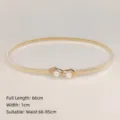 Elegant slim golden metal spring waist belt featuring a decorative pearl buckle closure - Rhinestone Pearl Buckle (Style A) / Length 66cm (Fit Waist 66-85cm)