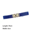 Royal blue elastic waist belt with elegant gold flower clasp for women's dresses - Style B / Blue