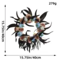 Halloween wreath with skulls and pumpkins for front door decoration, 40cm diameter - Khaki Blue Pumpkin Style (13)