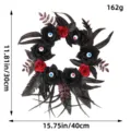 Halloween wreath with black and red roses featuring eyeballs for spooky door decor - Eyeball Rose Style (L2-20)