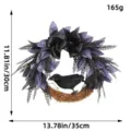 Halloween decorative wreath with black crow and purple leaves 35cm diameter size - Crow Style (17)