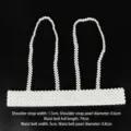 Elegant white pearl waist belt and shoulder strap set with detailed size specifications - Wide Style (C440) / White