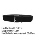 Cintura larga in pelle scamosciata nera da donna con elegante fibbia argentata a doppio ardiglione - Lunghezza 102cm/Larghezza 4.7cm / Nero