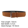 Cintura da donna in camoscio marrone con fibbia argentata a doppio ardiglione stile - Lunghezza 102cm/Larghezza 4.7cm / Cioccolato