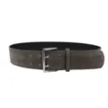 Cintura larga da donna in pelle scamosciata grigio scuro con fibbia a doppio ardiglione - Lunghezza 102cm/Larghezza 4.7cm / Grigio scuro