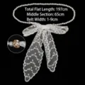 Elegant white lace tie-up belt with pearl chain and bow tassel for dress decoration - Type E Gold