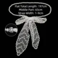 Elegant women's pearl waist chain with lace bow, total length 197cm decorative belt - Type E Silver