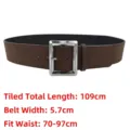 Vintage brown suede wide waist belt with square silver buckle for women's dresses - Coffee