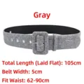 Elegant grey wool waist belt with fabric-wrapped pin buckle for winter coats and sweaters - Standard Style (S960) / 105cm x 5cm / Gray